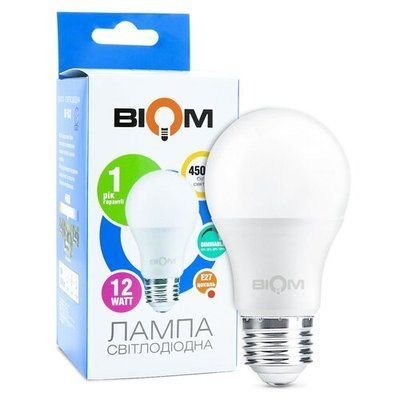 Світлодіодна лампа Biom BT-532 A60 12W E27 4500К switch dimmable матова 2454 фото