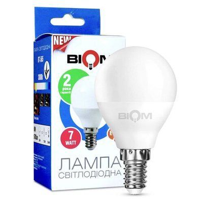 Свiтлодiодна лампа Biom BT-565 G45 7W E14 3000К матова 2346 фото