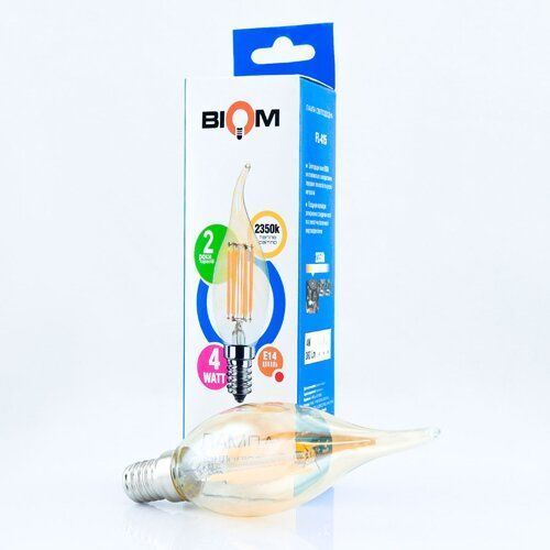 Світлодіодна лампа Biom FL-415 C35 LT 4W E14 2530K Amber свічка на вітрі 2414 фото