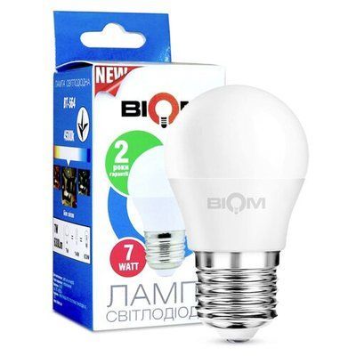 Свiтлодiодна лампа Biom BT-564 G45 7W E27 4500К матова 2345 фото