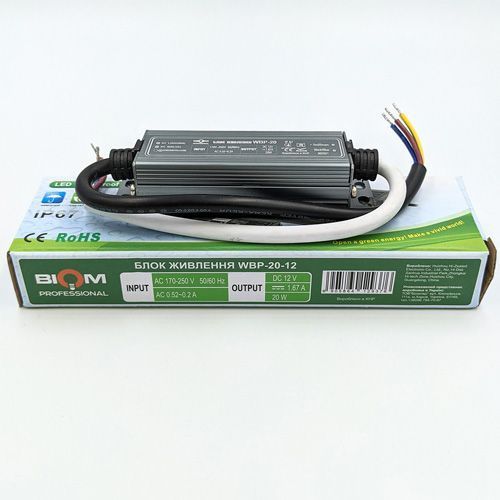 Блок живлення BIOM Professional DC12 20W WBP-20-12 1,7А герметичный 2783 фото