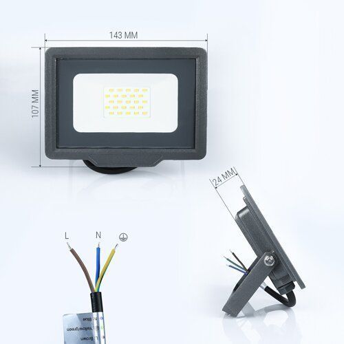 Світлодіодний прожектор BIOM 20W S5-SMD-20-Slim 6200К 220V IP65 1936 фото