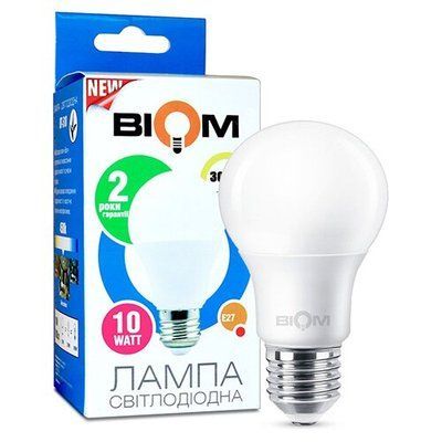 Світлодиодна лампа Biom BT-610 A60 10W E27 6400К матова 2924 фото
