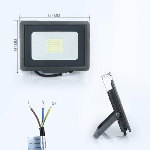 Світлодіодний прожектор BIOM 30W S5-SMD-30-Slim 6200К 220V IP65 1937 фото