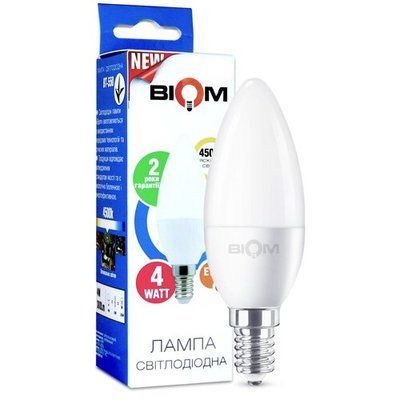 Свiтлодiодна лампа Biom BT-550 C37 4W E14 4500К матова 2351 фото