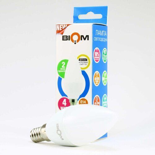 Свiтлодiодна лампа Biom BT-550 C37 4W E14 4500К матова 2351 фото