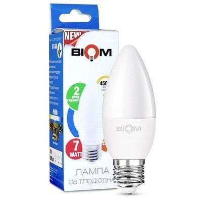 Свiтлодiодна лампа Biom BT-568 C37 7W E27 4500К матова 2353 фото