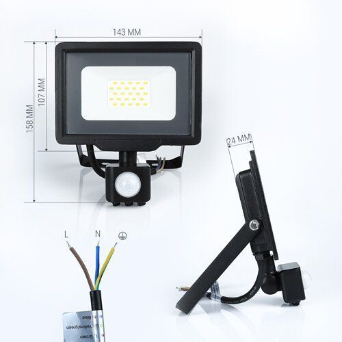 Світлодіодний прожектор BIOM 20W S5-SMD-20-Slim+Sensor 6200К 220V IP65 1942 фото