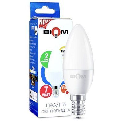 Свiтлодiодна лампа Biom BT-570 C37 7W E14 4500К матова 2355 фото