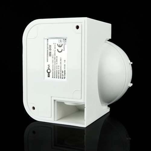 Інфрачервоний датчик руху BIOM IRM-04W max 1200Вт 180&deg;, настінний, білий 2582 фото