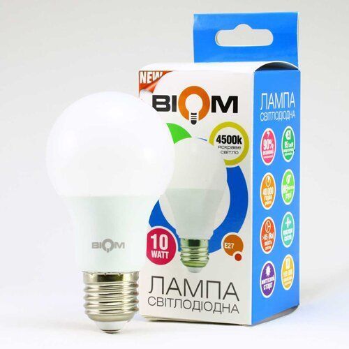 Свiтлодiодна лампа Biom BT-510 A60 10W E27 4500К матова 2357 фото