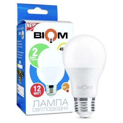 Свiтлодiодна лампа Biom BT-512 A60 12W E27 4500К матова 2359 фото