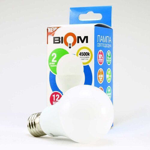 Свiтлодiодна лампа Biom BT-512 A60 12W E27 4500К матова 2359 фото