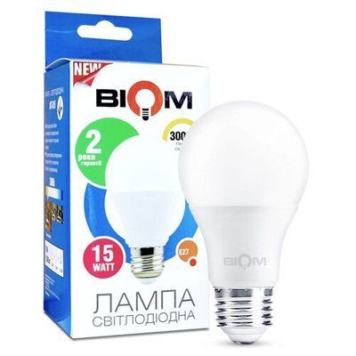Свiтлодiодна лампа Biom BT-515 A60 15W E27 3000К матова 2360 фото