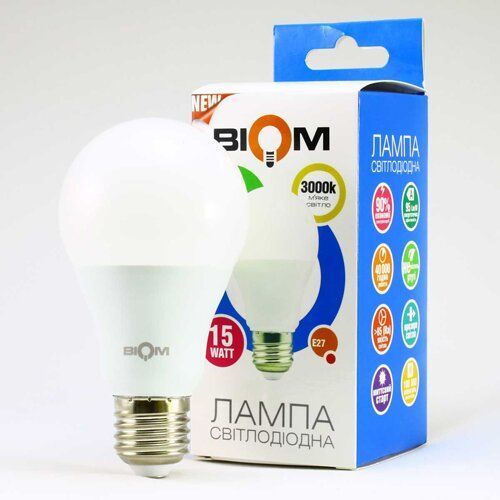 Свiтлодiодна лампа Biom BT-515 A60 15W E27 3000К матова 2360 фото