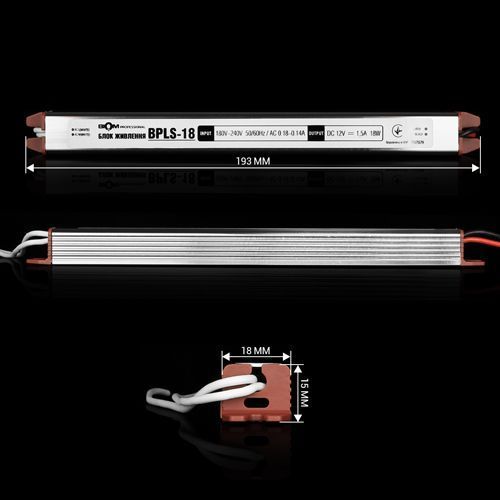 Блок живлення BIOM Professional DC12 18W BPLS-18-12 1.5А stick 2598 фото