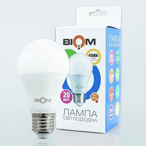 Світлодіодна лампа Biom BT-520 A80 20W E27 4500К матова 2455 фото