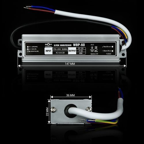 Блок живлення BIOM Professional DC12 60W WBP-60-12 5А герметичний 2611 фото